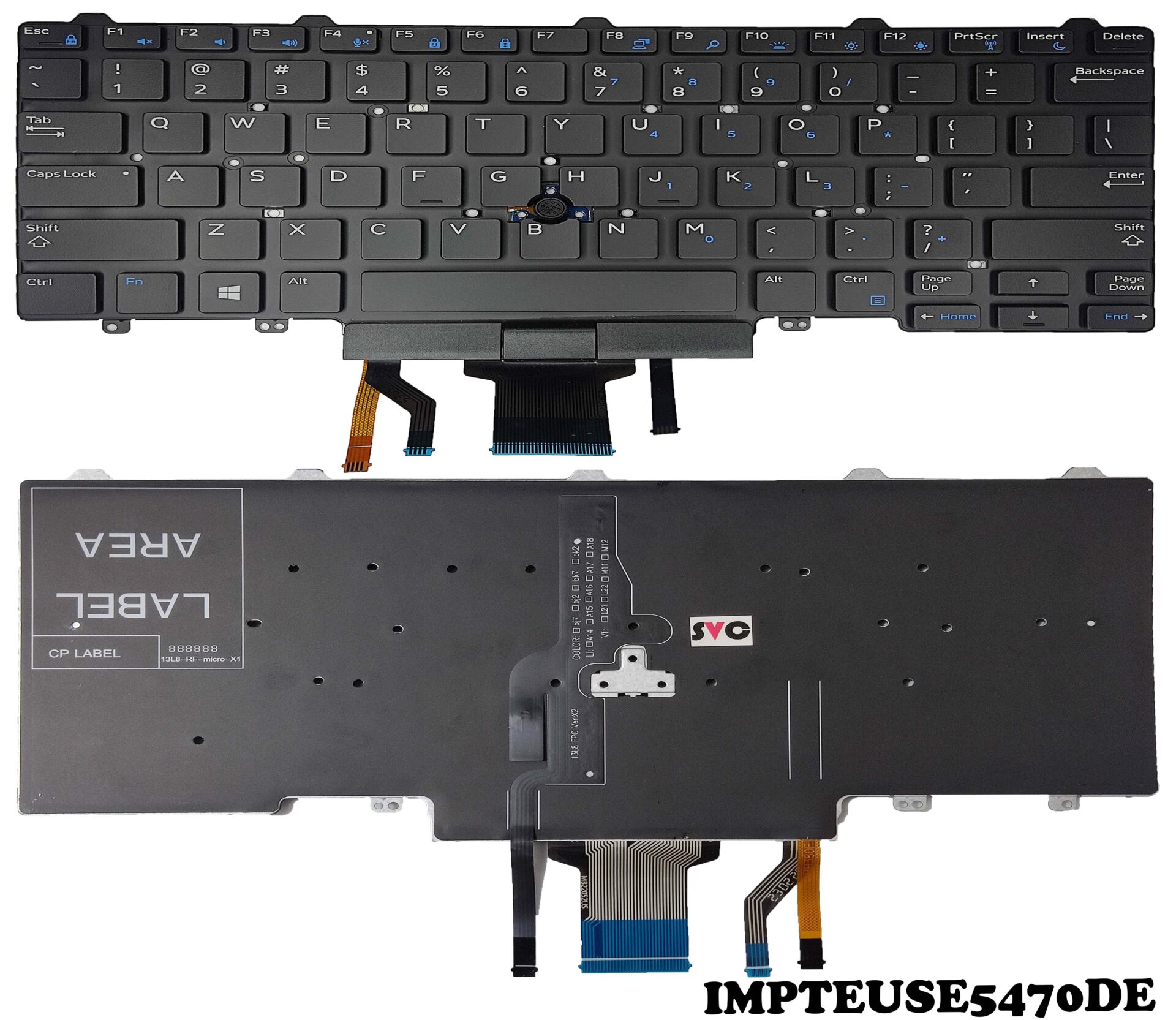 Teclado Dell 3340 E5470 E7470 US Con Puntero Serviclic