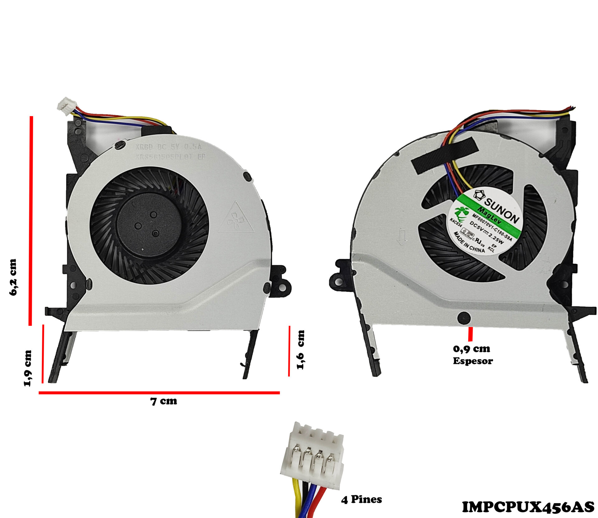 Ventilateur CPU 4 Pins Pour Asus X456UQ X456UR X456UV X556UV - Neuf Compatible