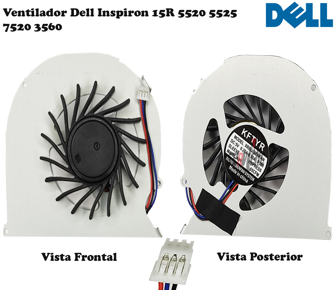DBTLAP Portable CPU Ventilateur Pour Dell 15R 5520 5525 7520 7520-4156 7520-6594 7520-6600 7520-7052 7520-6617 3560 Y5HVW V3560 MF60120V1-C531-G99 KSB0505HA CD15 MF60120V1-C530-G99