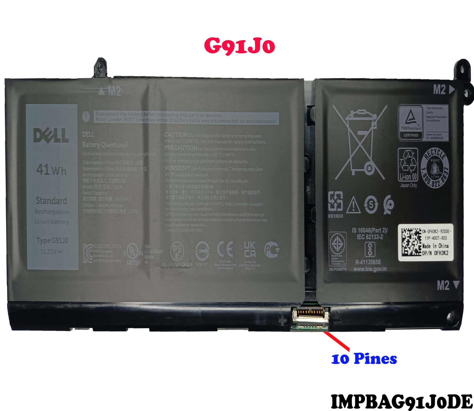 Gintai CR2032 BIOS CMOS - Batteria Per Dell Precision 7530 7550 7560 7670 7750 7760 7770 Latitude 3120 2ni1 5420 5430 GC020030M00 GC02030M0 GC030M0 0 0 0 N0 0 Cavi Batteria CMOS (5.8 * 2 * 0.32cm - 8