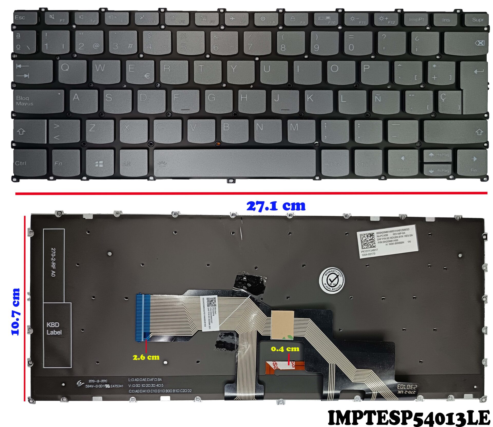 Tastiera Retroilluminata USB Per Lenovo IdeaPad S540-13API / ARE / IML - Layout USA Nero